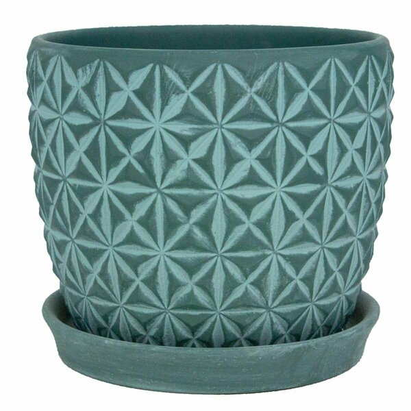 Pg Perfect 8 in. Dia. Tribeca Ceramic Planter, Teal, 2PK PG1679289